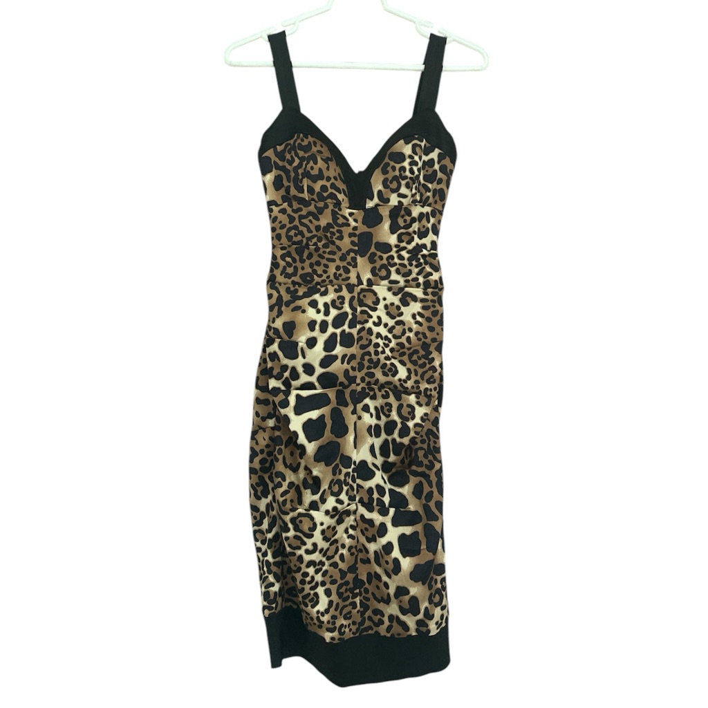 Cach Form Fitting Bodycon Leopard Print Stretch Flattering Ruched Y2k Size 2